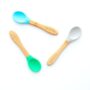 Bamboo spoons for babies and toddlers 4m+, Blue, Green, Gray