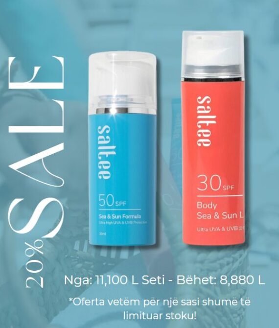 Ofertë: Bli kremin mbrojtës të trupit Spf30+ dhe kremin mbrojtës të fytyrës Spf50+ dhe përfito -20% Ulje.