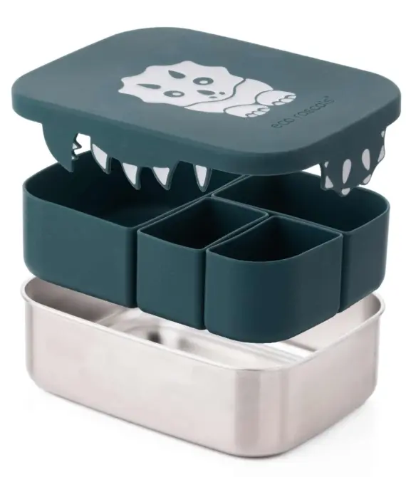 Large Stainless Steel Dinosaur Lunchbox with 4 Organisers