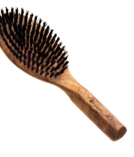 Premium Olive Wood Styling Hair Brush with Pure Boar Bristles – Smooth & Shine