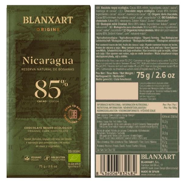 Blanxart - 85% NICARAGUA Chocolate Bar