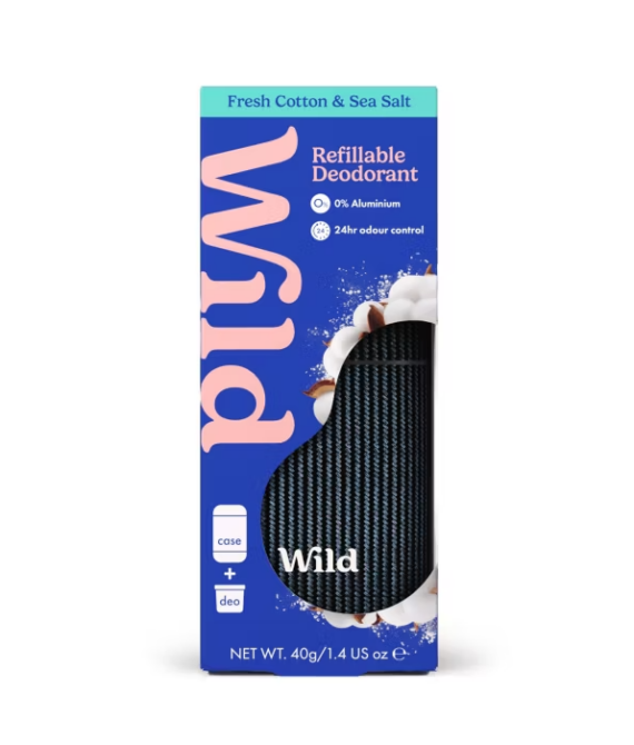 Wild Men’s Carbon Case + Fresh Cotton & Sea Salt Deodorant Refill 40g