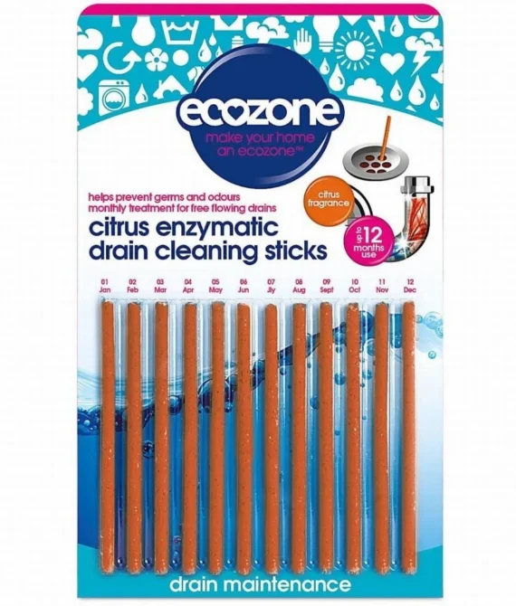 Ecozone Citrus Drain Cleaning Sticks 12pack