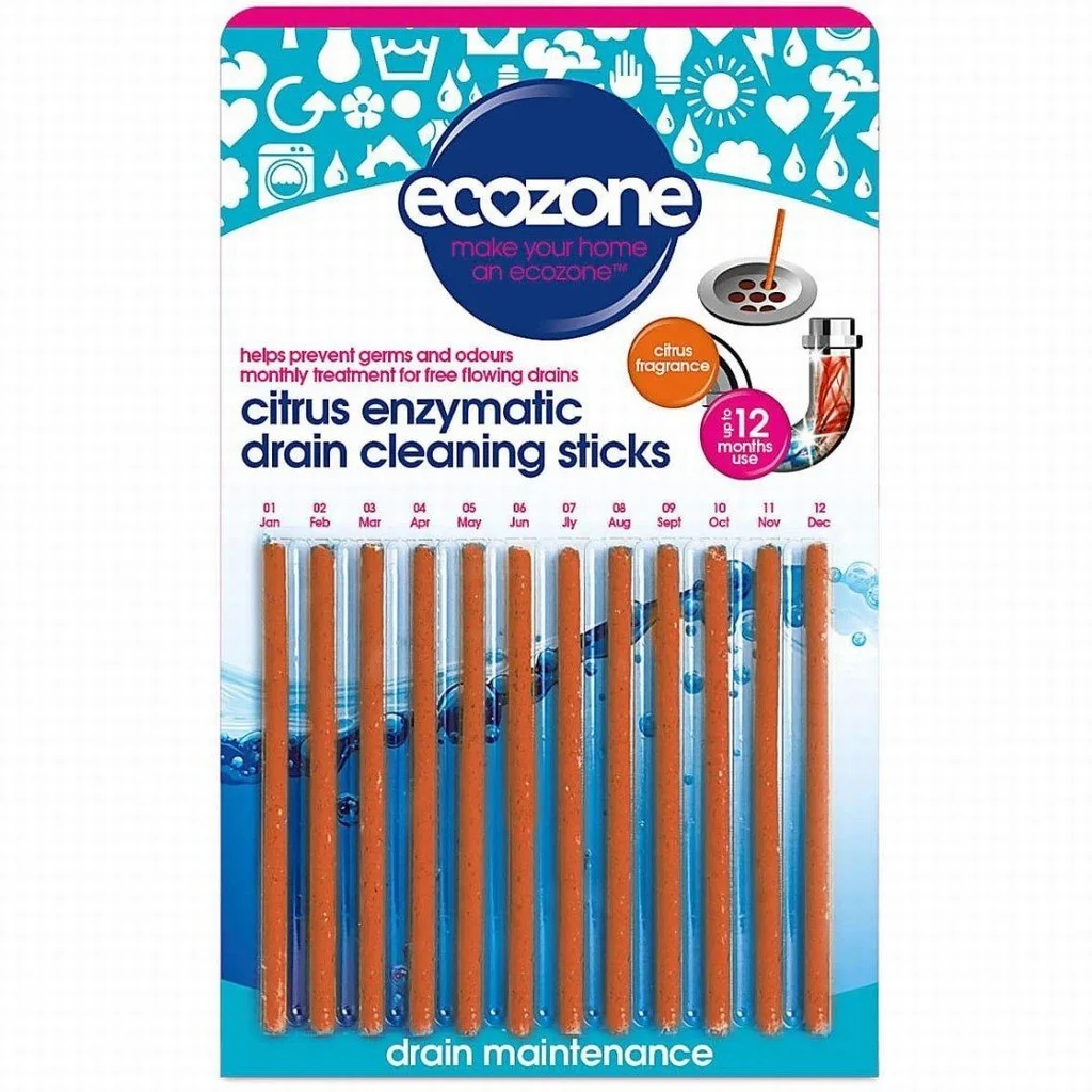 Ecozone Citrus Drain Cleaning Sticks 12pack